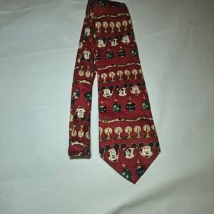 Vintage Mickey Unlimited Disney Christmas Tie Red Mickey Mouse Santa Ornaments